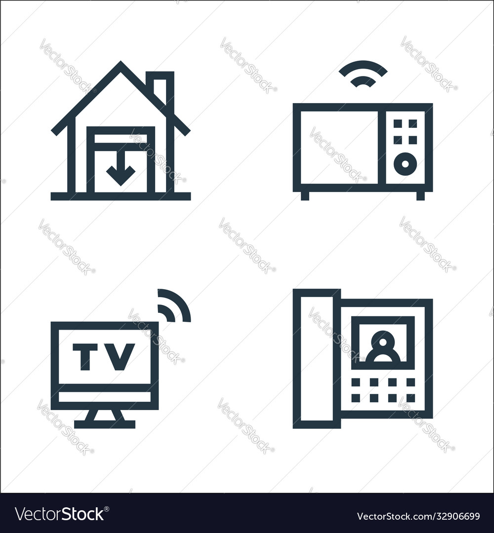 Flat smarthome line icons linear set quality vector image Flat smarthome line icons linear set quality