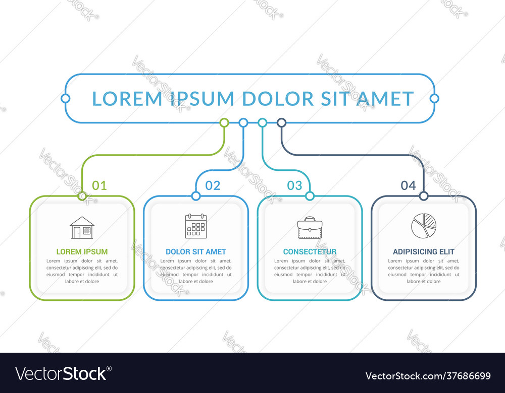 Flow chart with 4 steps vector image Flow chart with 4 steps