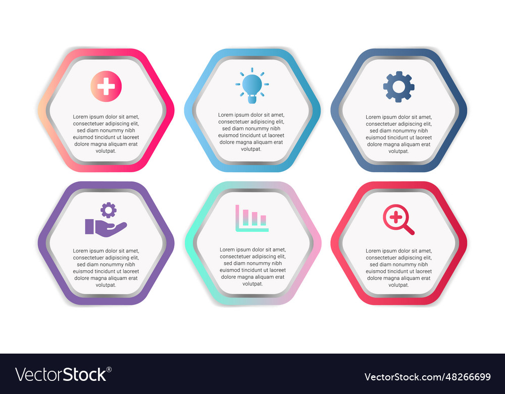 Gradient hexagon infographic template vector image Gradient hexagon infographic template