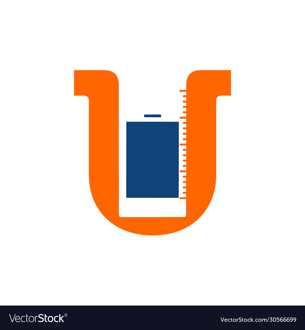 Initial letter u phone logo isolated on white