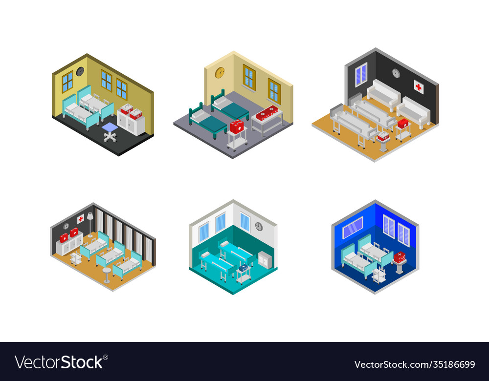 Isometric hospital room set