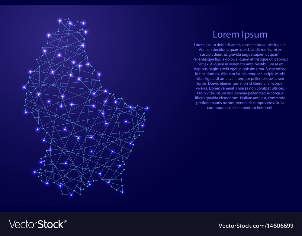 Map of luxembourg from polygonal blue lines Vector Image