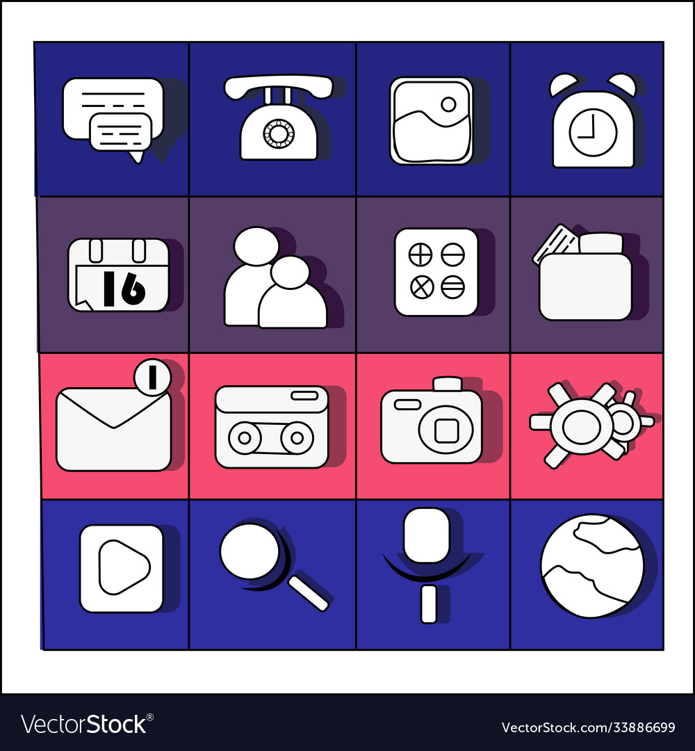 Network web icons set in color vector image Network web icons set in color