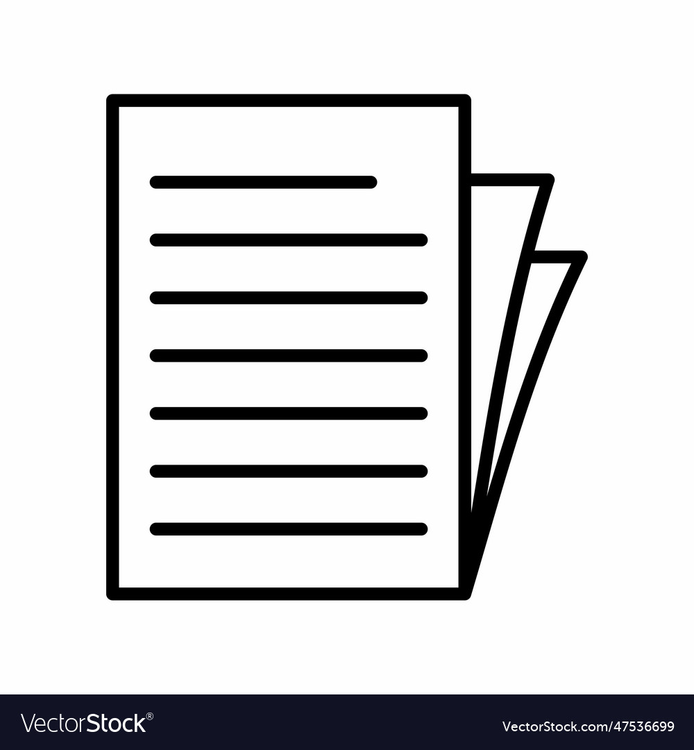 Paper file outline style icon vector image Paper file outline style icon
