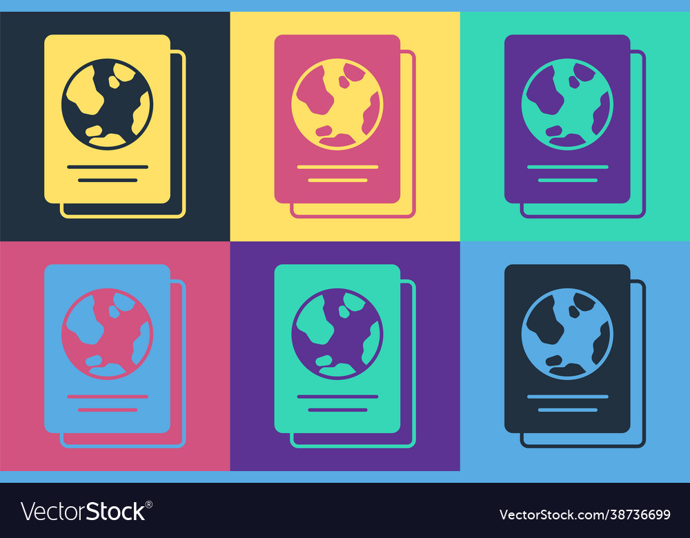 Pop art passport with biometric data icon isolated Vector Image Pop art passport with biometric data icon isolated