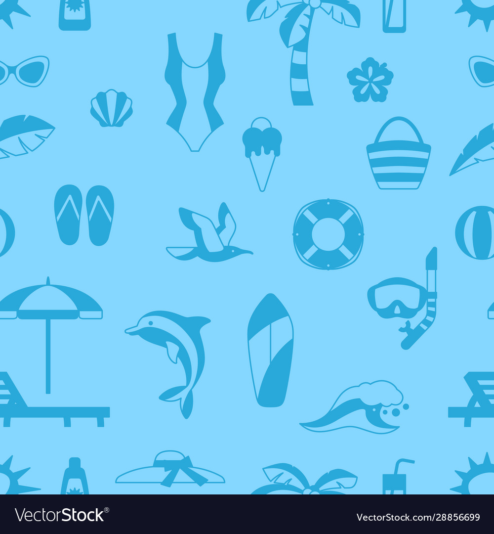 Seamless pattern with summer and beach objects