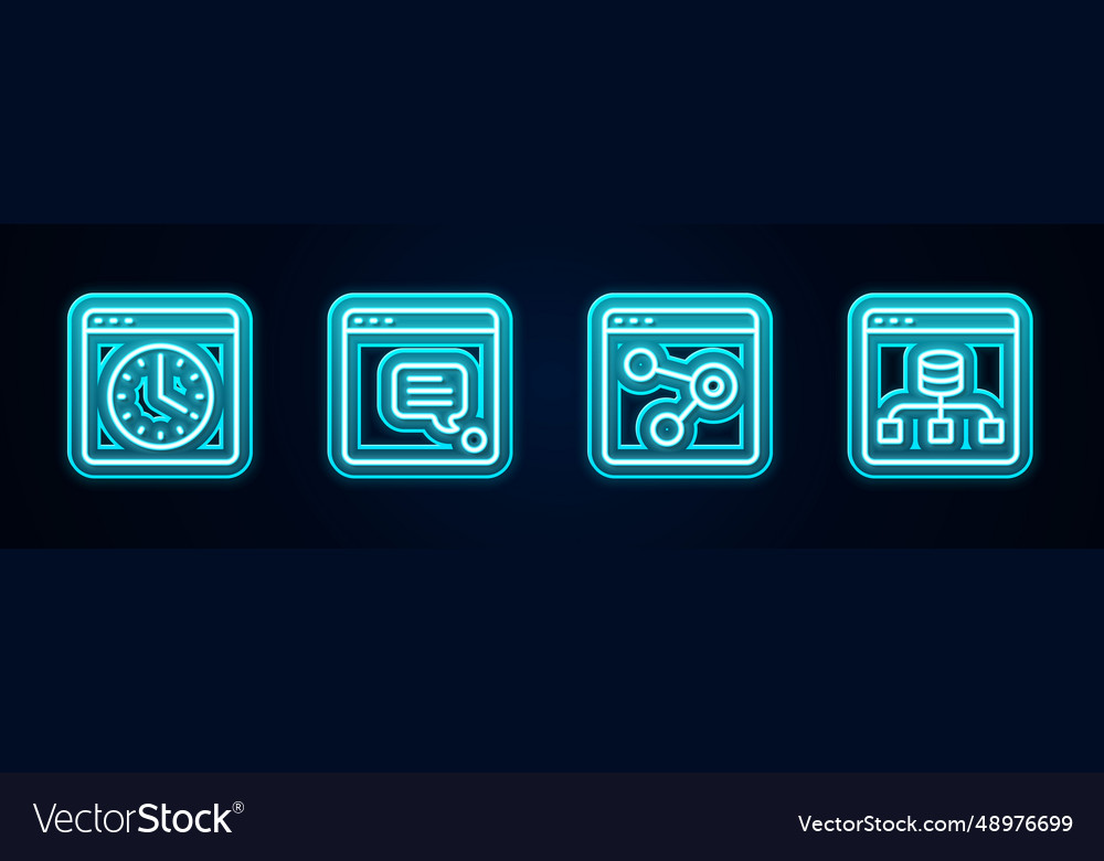 Set line browser window new chat messages vector image Set line browser window new chat messages