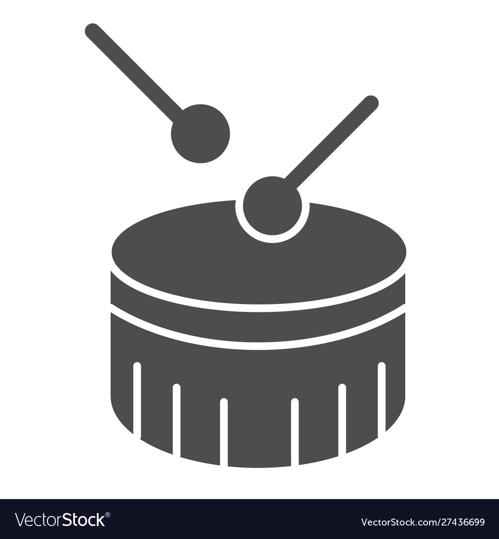 Snare drum solid icon with drumstick Vector Image Snare drum solid icon with drumstick