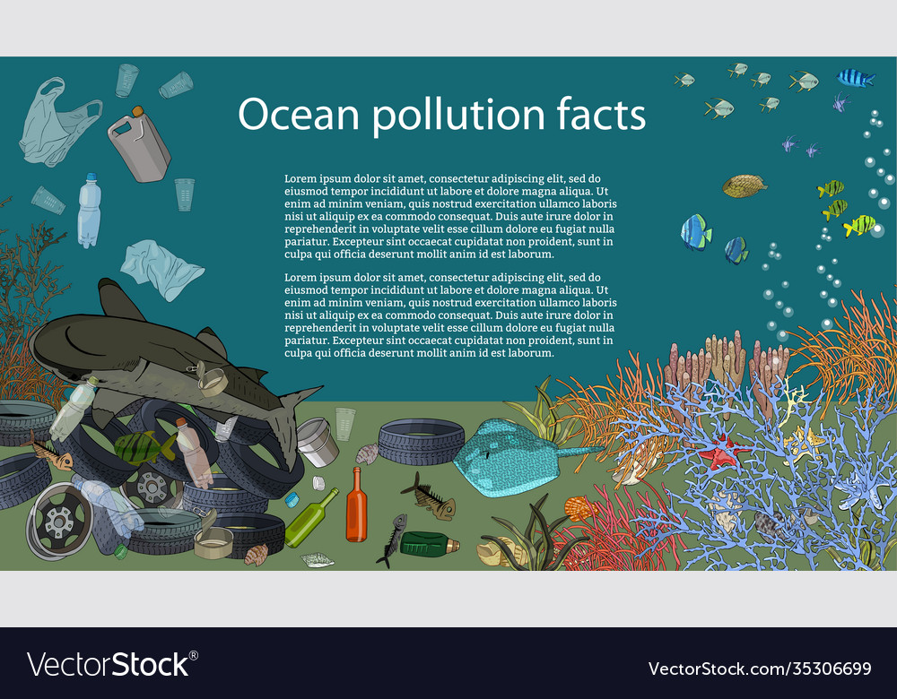 Template with different types plastic garbage vector image Template with different types plastic garbage