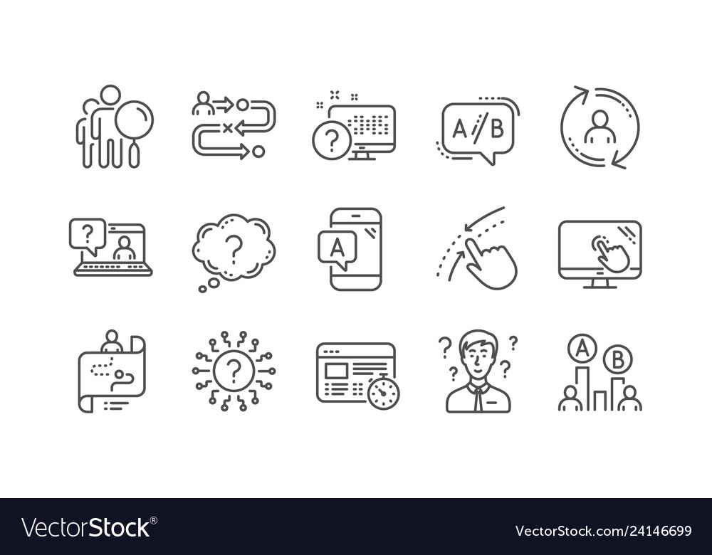 Ux line icons ab testing journey path map