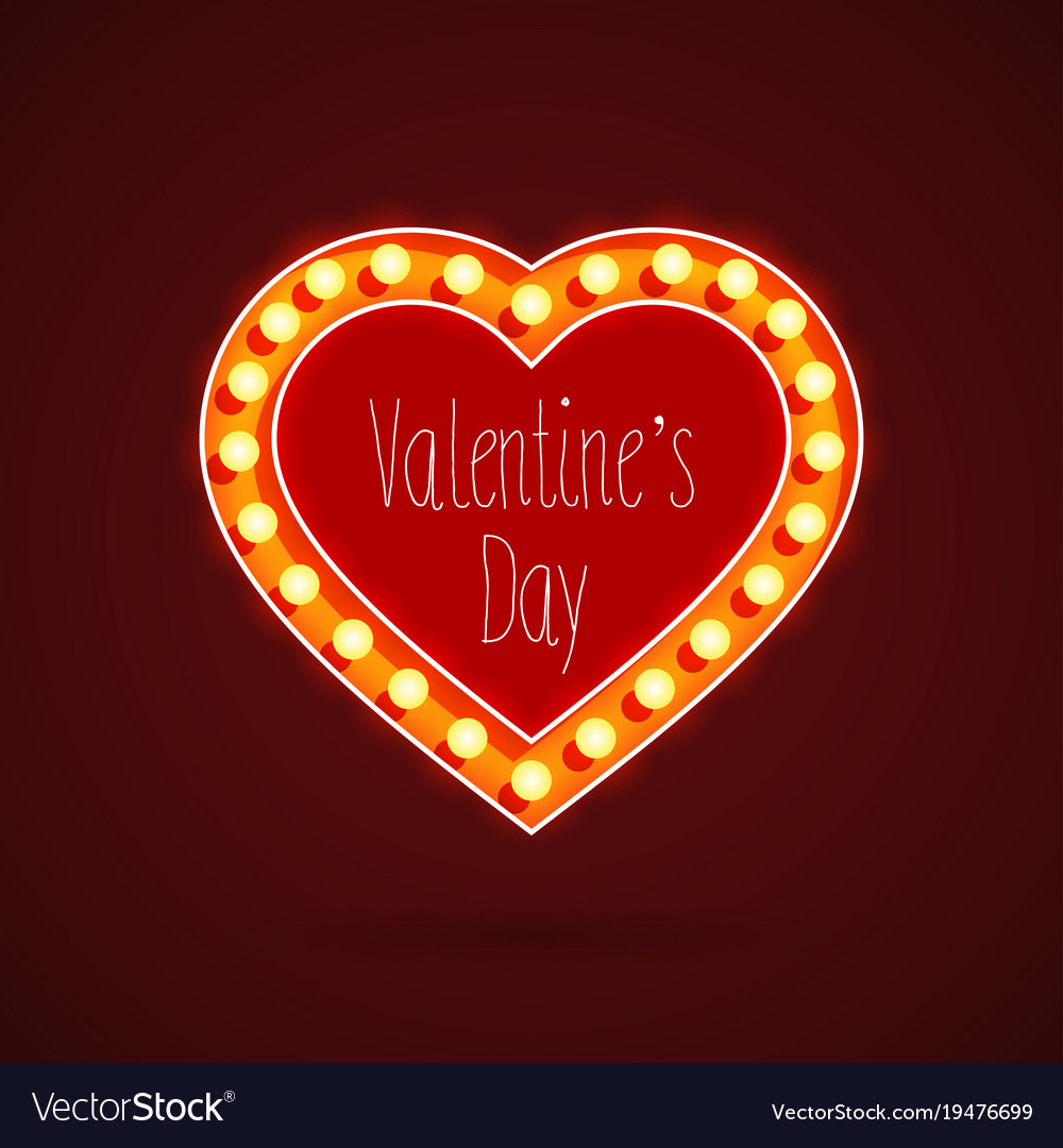Valentines Day Heart With Light Bulbs Royalty Free Vector Valentines Day Heart With Light Bulbs Vector Image