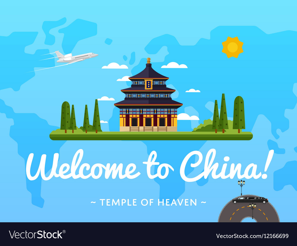 Welcome to china poster with famous attraction