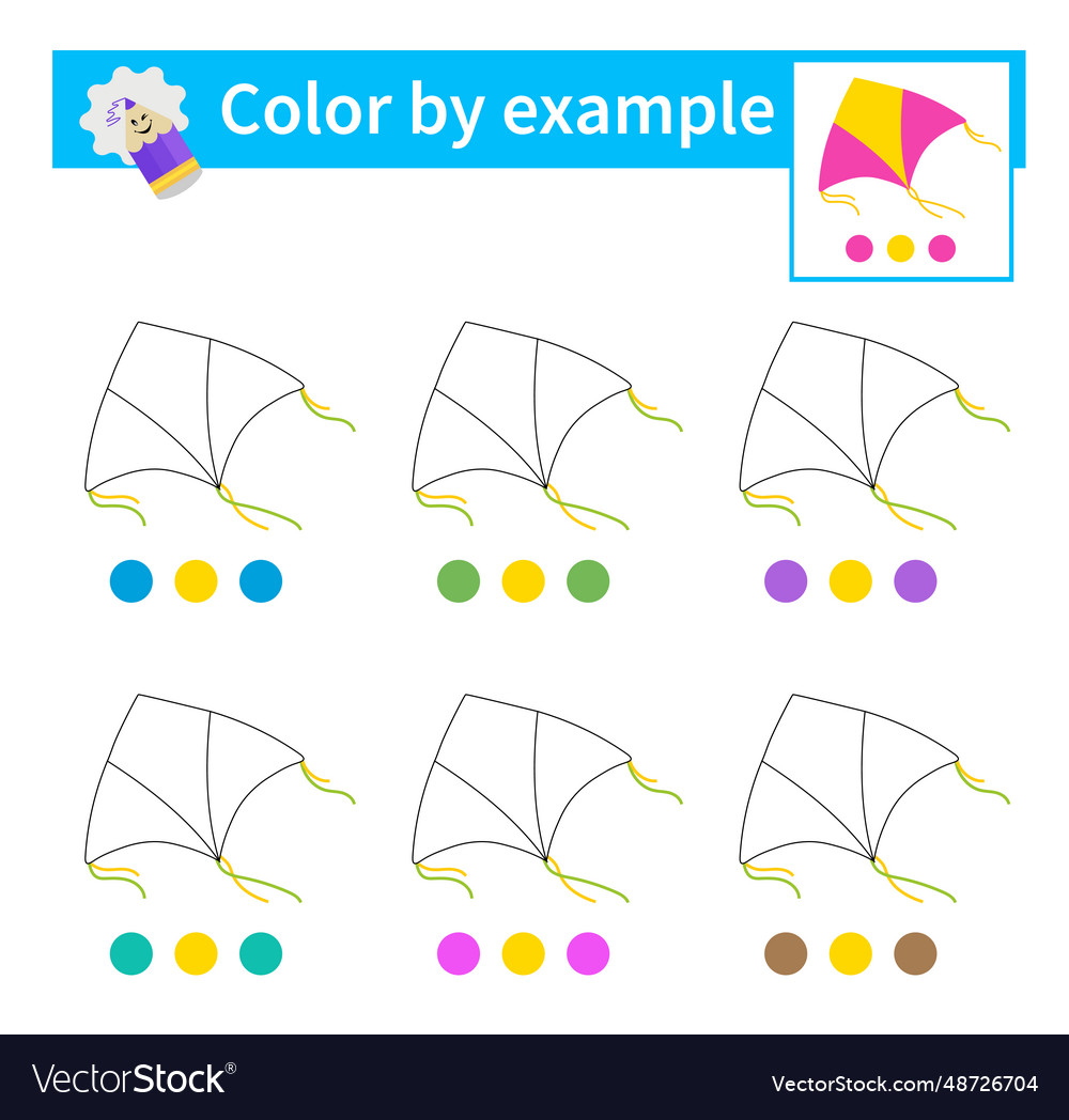 Coloring pages color by example Royalty Free Vector Image