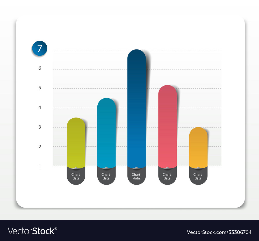 Column chart graph pointing on first position vector image Column chart graph pointing on first position