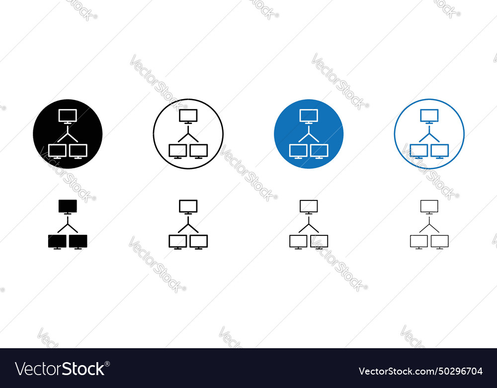 Computer network icon set laptop lan sharing