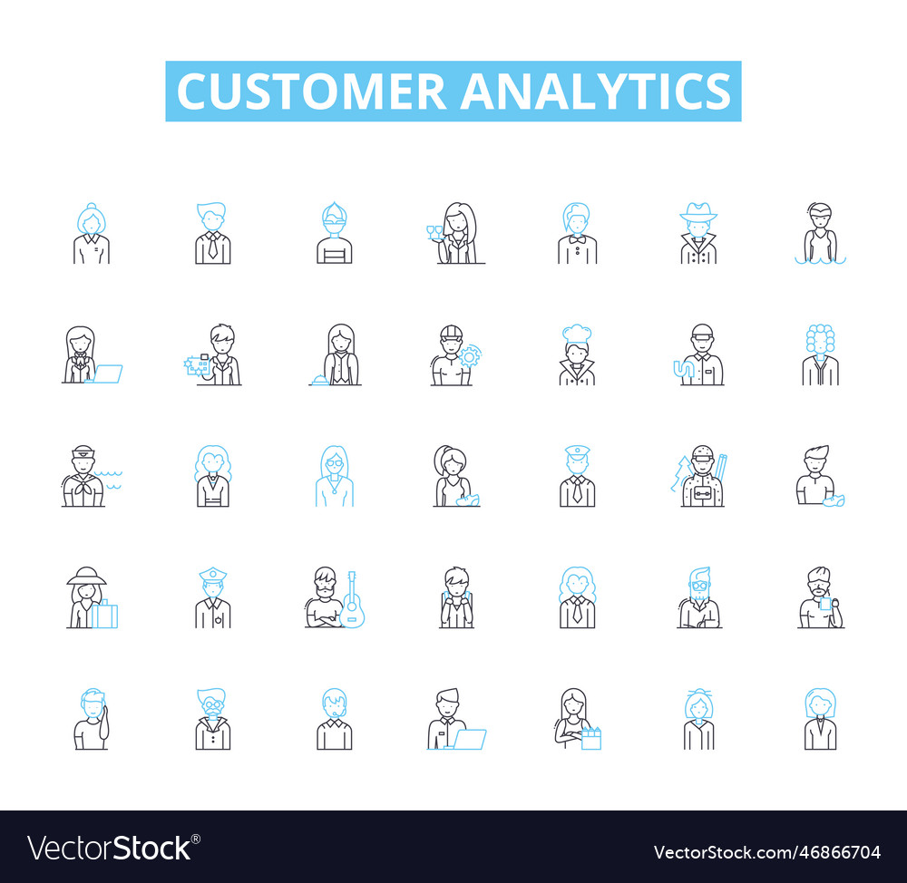 Customer analytics linear icons set segmentation vector image Customer analytics linear icons set segmentation