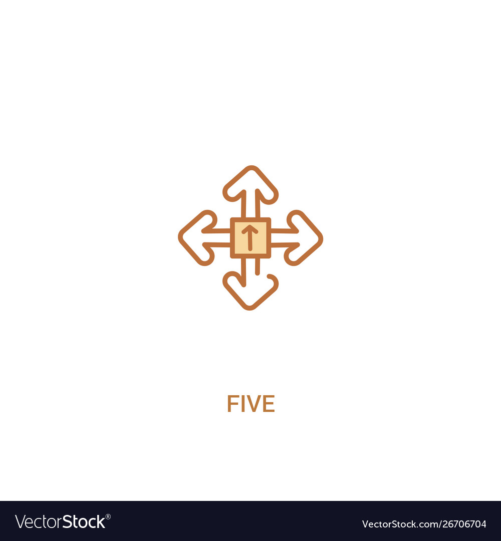Five concept 2 colored icon simple line element vector image Five concept 2 colored icon simple line element
