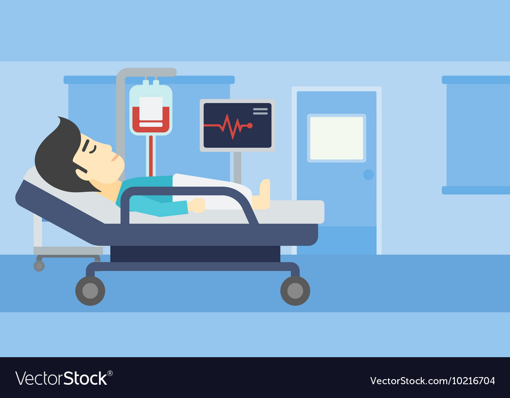 Man lying in hospital bed