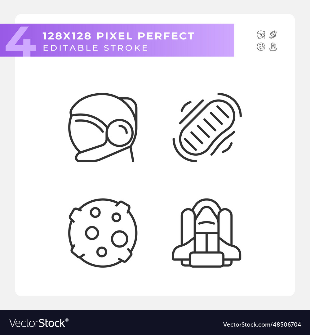 Mondlandung Pixel perfekte lineare Icons gesetzt