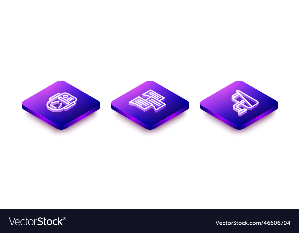Set isometric line artificial intelligence robot vector image Set isometric line artificial intelligence robot