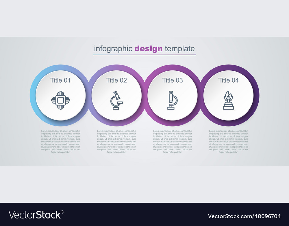 Set line processor cpu microscope and alcohol vector image Set line processor cpu microscope and alcohol