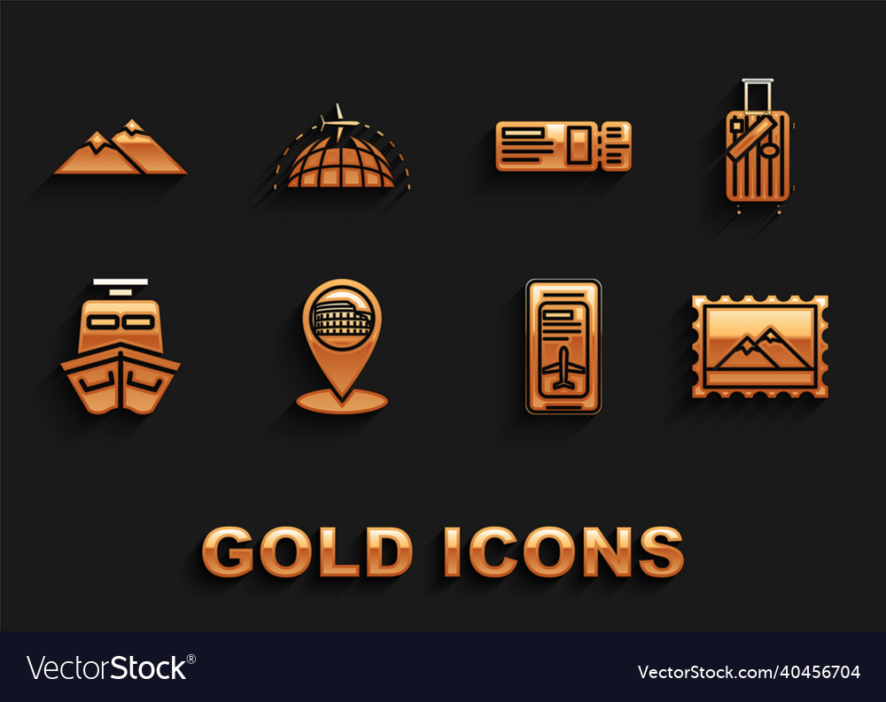 Set map pointer with coliseum in rome suitcase vector image Set map pointer with coliseum in rome suitcase