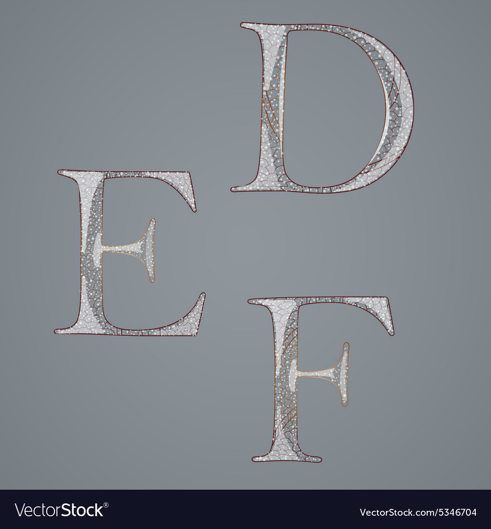 Set with abstract letters