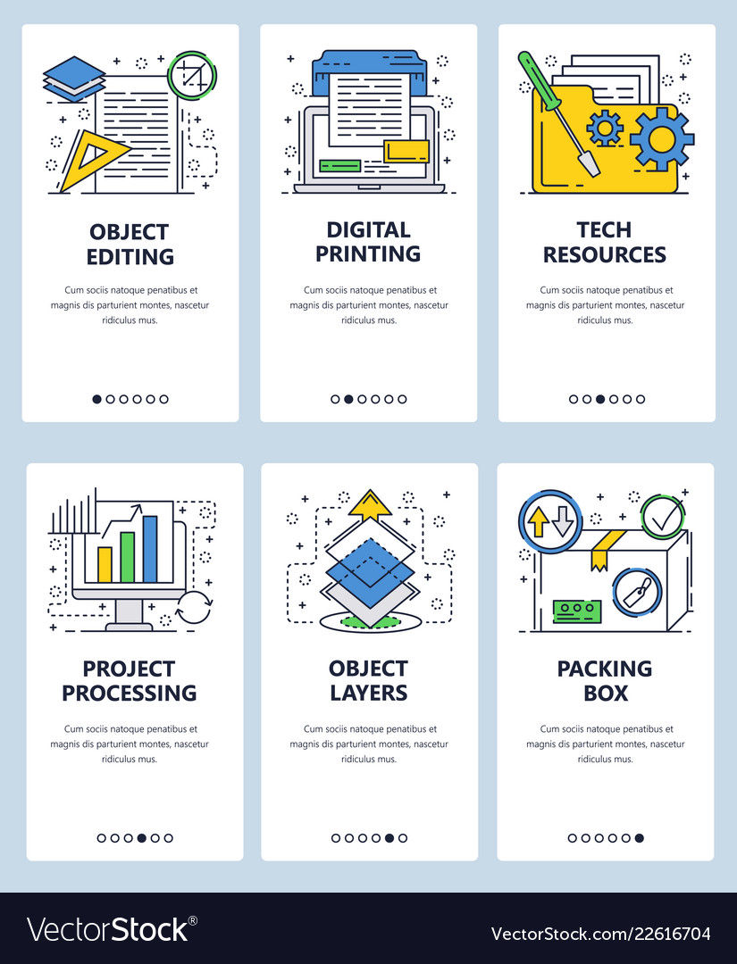 Web site linear art onboarding screens