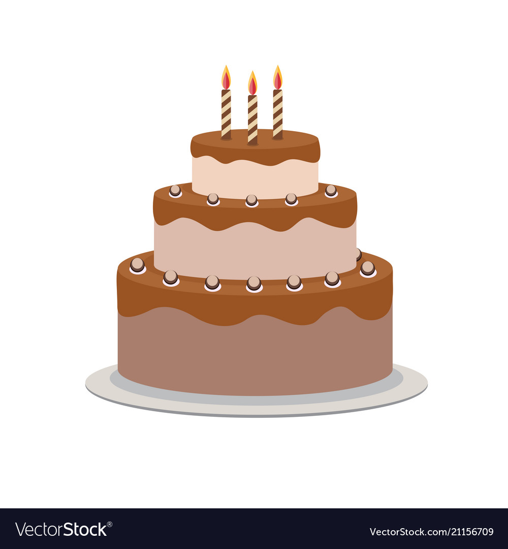 Birthday cake flat icon for your design Royalty Free Vector