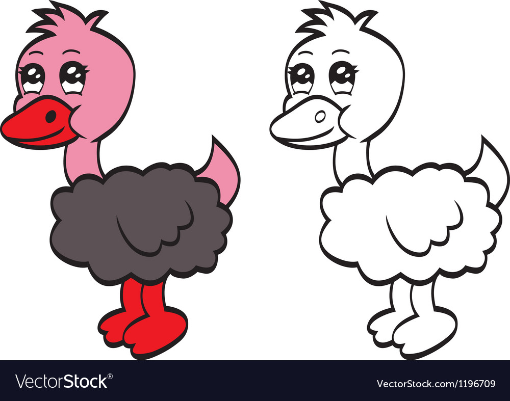 Cute cartoon ostrich