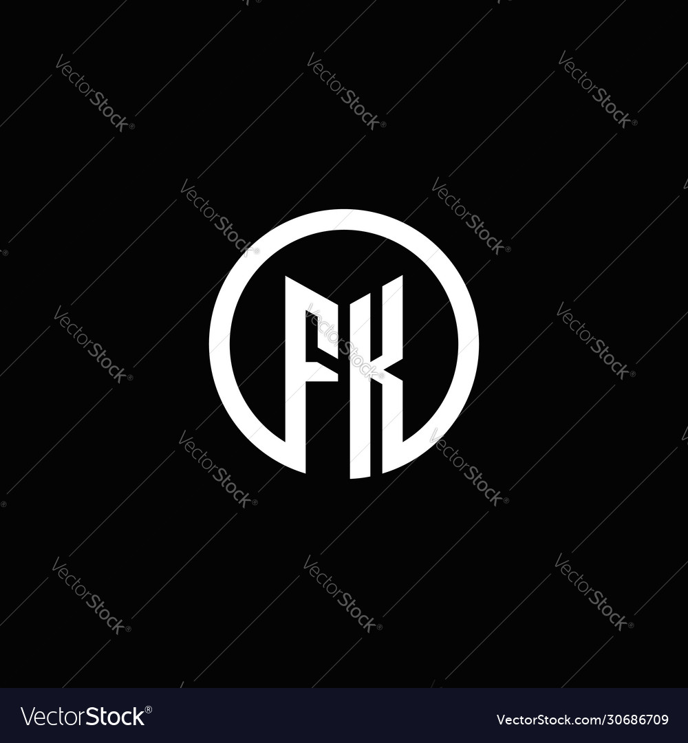 Fk monogram logo isolated with a rotating circle Vector Image