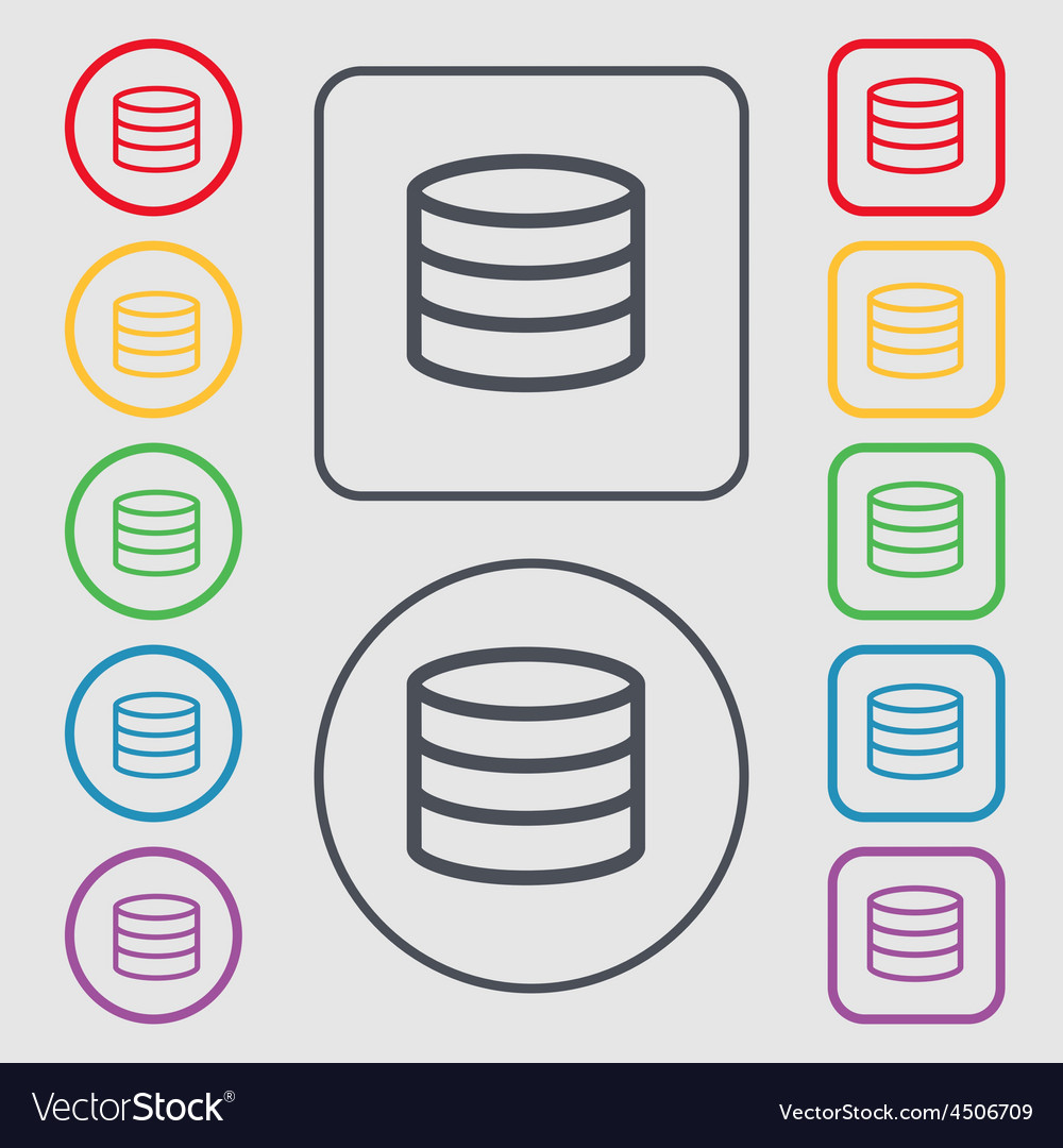 Hard disk and database icon sign symbol