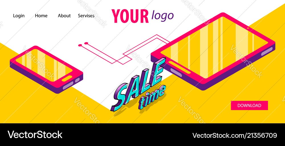 Isometric Banner Business Flat Site Background Vector Image