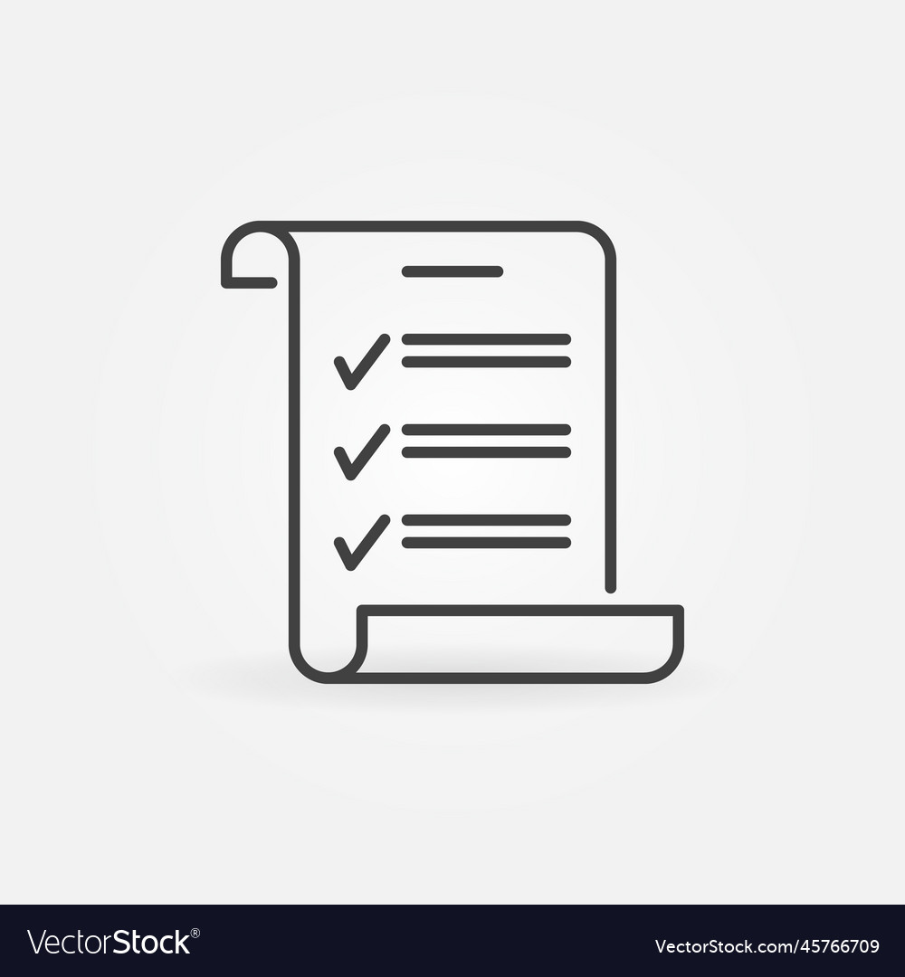 Paper checklist concept linear minimal icon vector image Paper checklist concept linear minimal icon