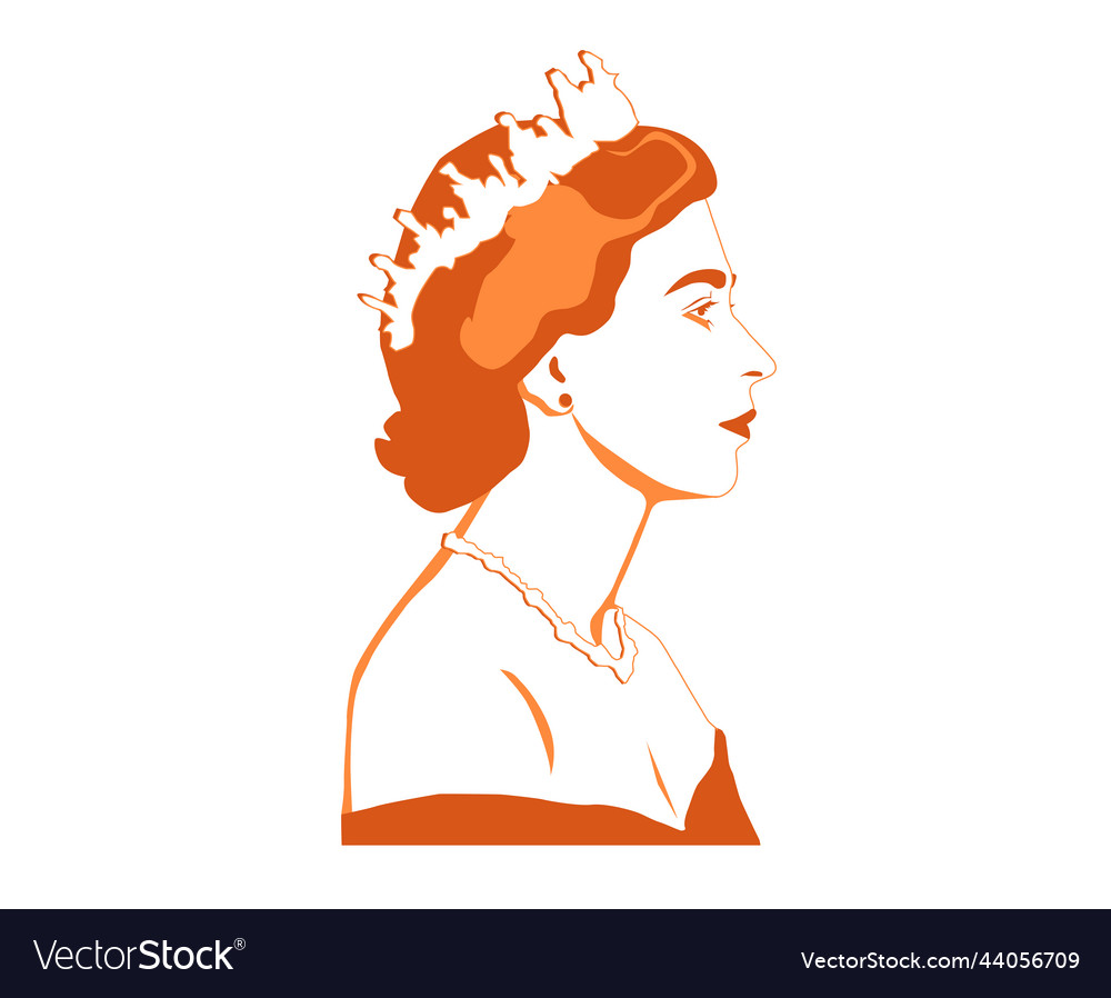 Queen elizabeth junge face portrait orange vector image Queen elizabeth junge face portrait orange