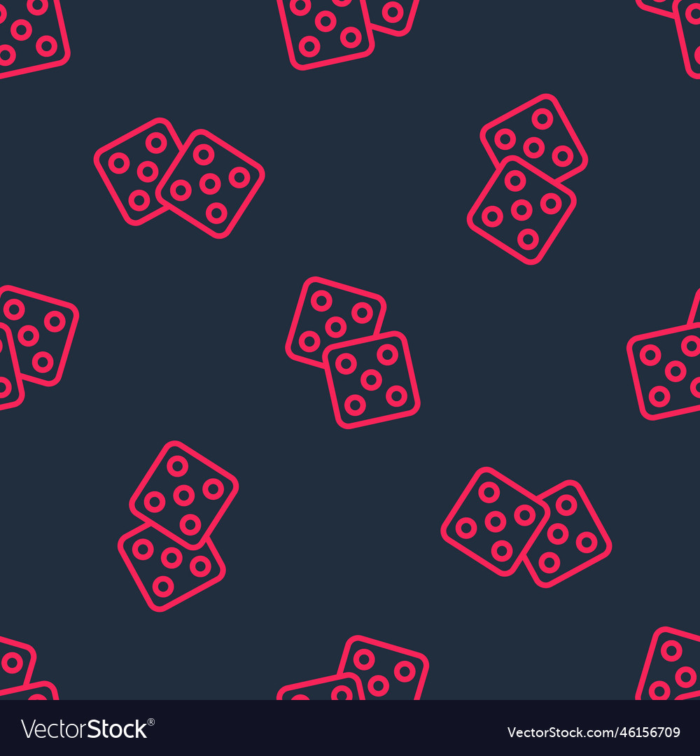 Red line game dice icon isolated seamless pattern