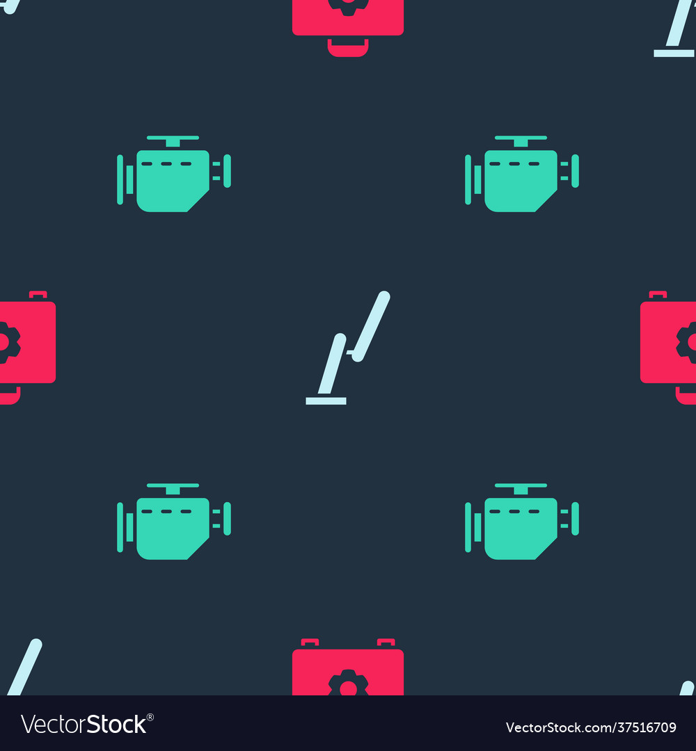 Set toolbox windscreen wiper and check engine vector image Set toolbox windscreen wiper and check engine