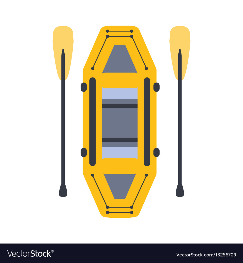 Yellow inflatable raft with two peddles part