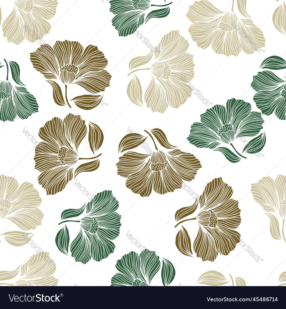 Abstract flower line seamless pattern delicate