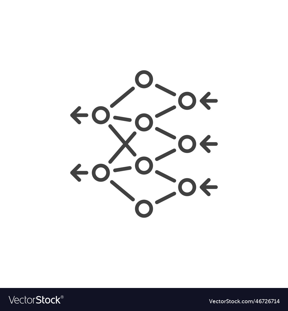 Artificial neural network concept line icon vector image Artificial neural network concept line icon