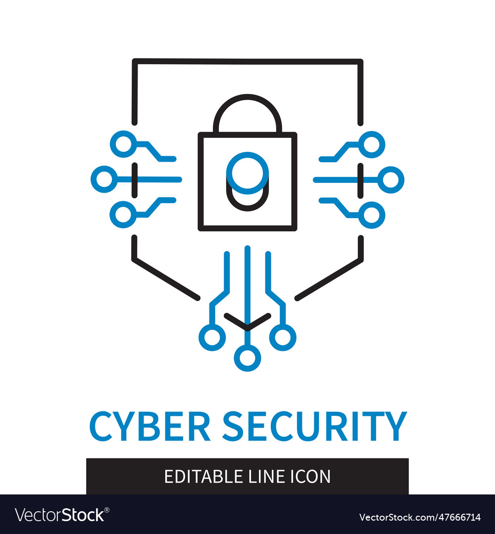 Cyber security editable line icon Royalty Free Vector Image