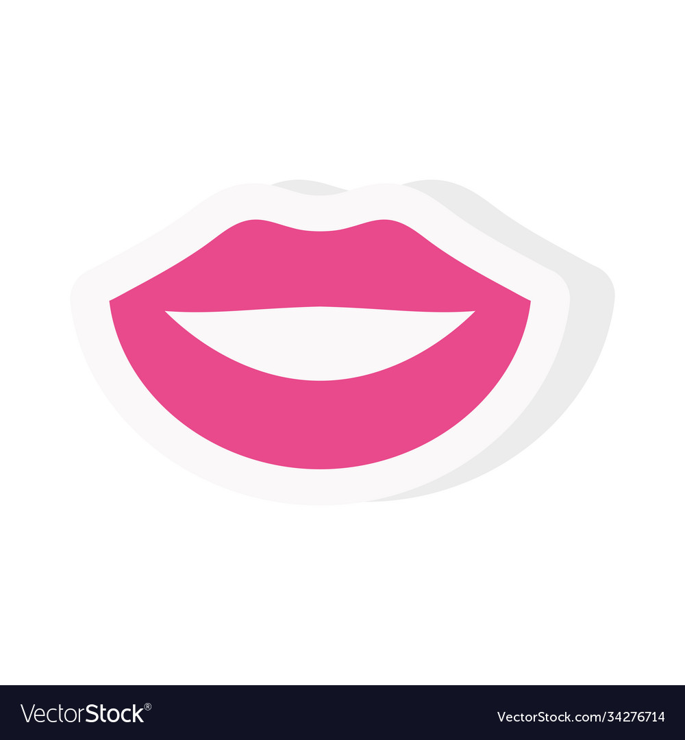 Female mouth sticker and flat style icon Vector Image