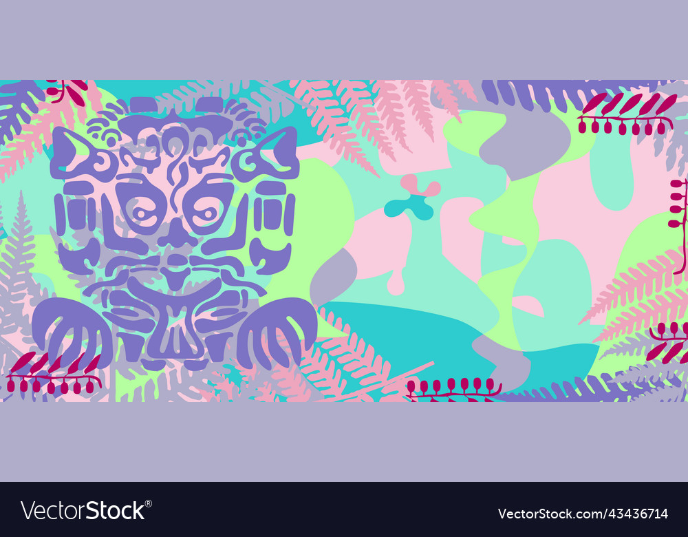 Frame with the image of mask ancient vector image Frame with the image of mask ancient