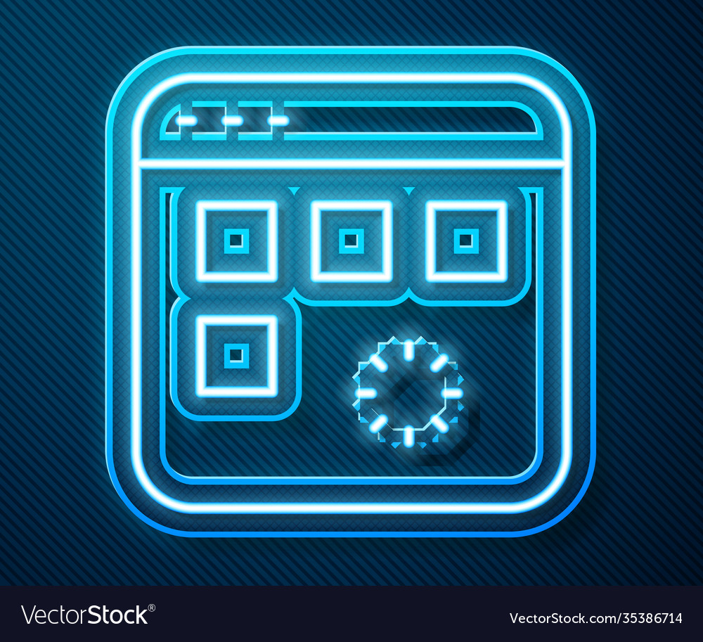 Glowing neon line loading a data window vector image Glowing neon line loading a data window