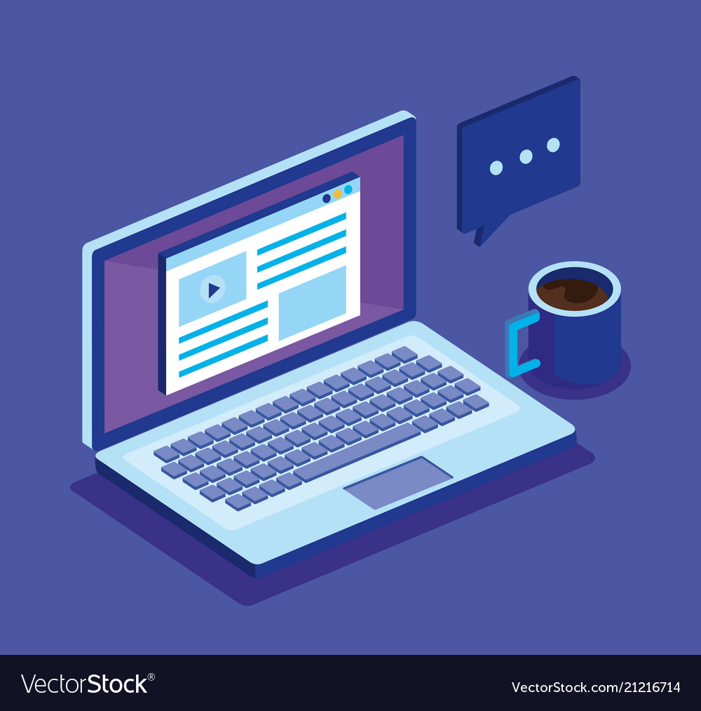 Laptop computer and isometrics icons vector image Laptop computer and isometrics icons