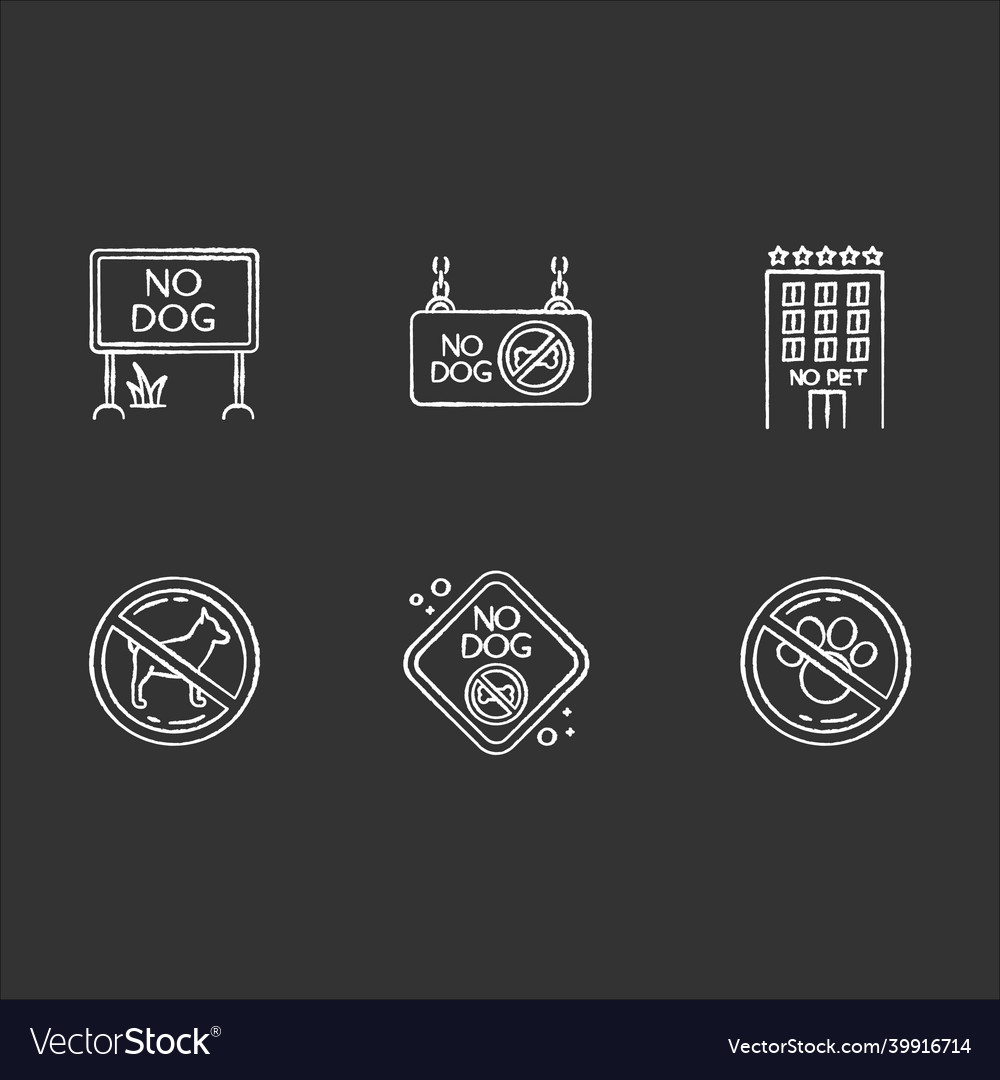 Pet not allowed emblems chalk white icons set