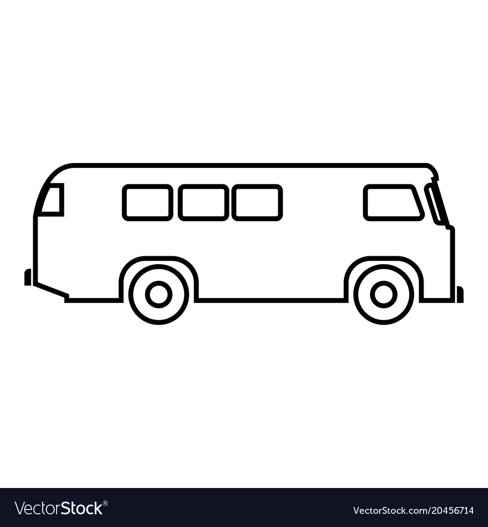 Retro bus icon black color flat style simple image