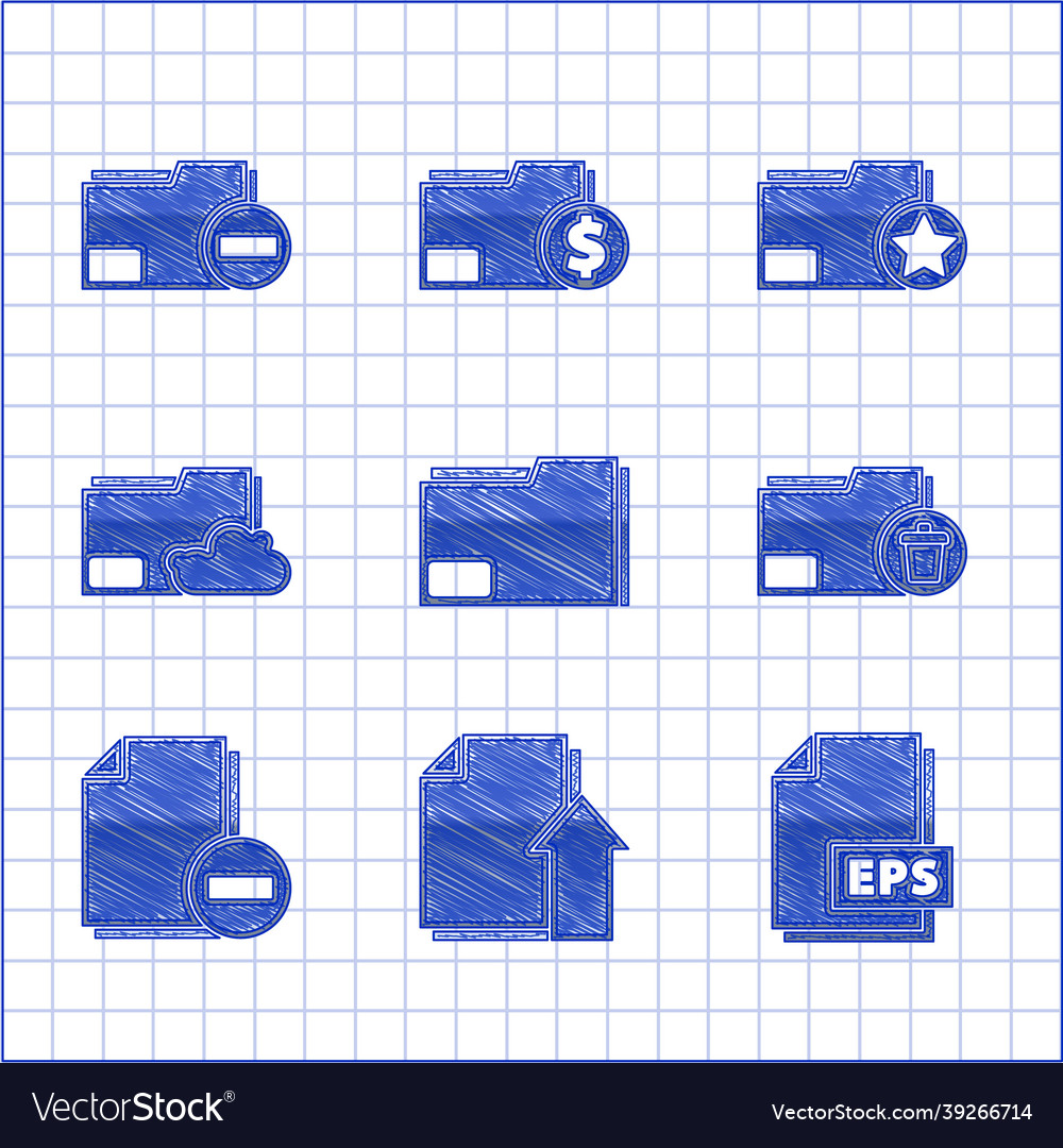 Set document folder upload file eps vector image Set document folder upload file eps