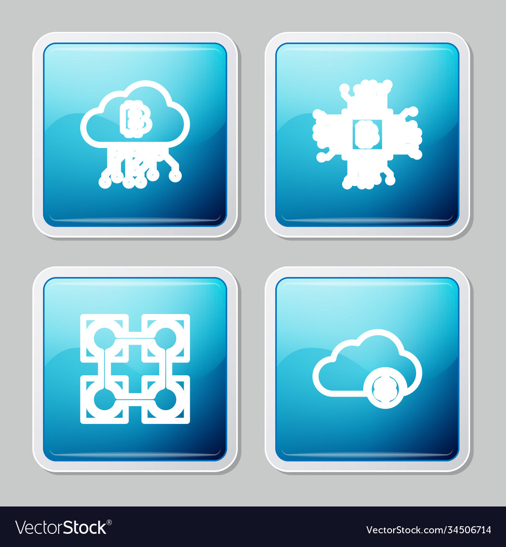 Set line cryptocurrency cloud mining cpu farm vector image Set line cryptocurrency cloud mining cpu farm