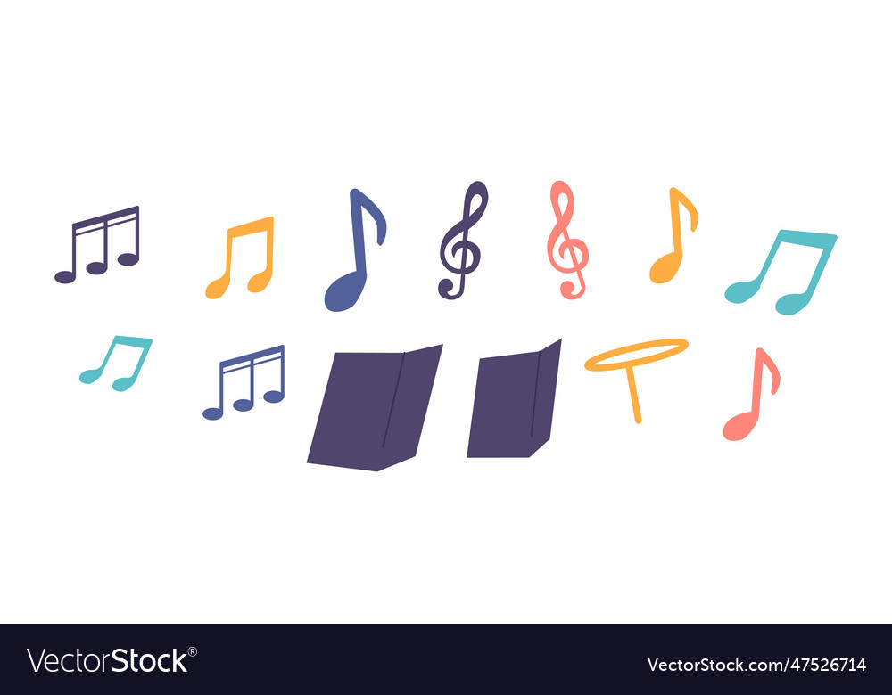 Set of music notes and a clef symbol representing Vector Image